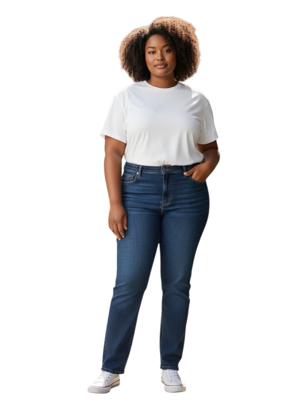 Woman Within Plus Size 34W Dark Blue Straight-Leg Jeans — Plus Size